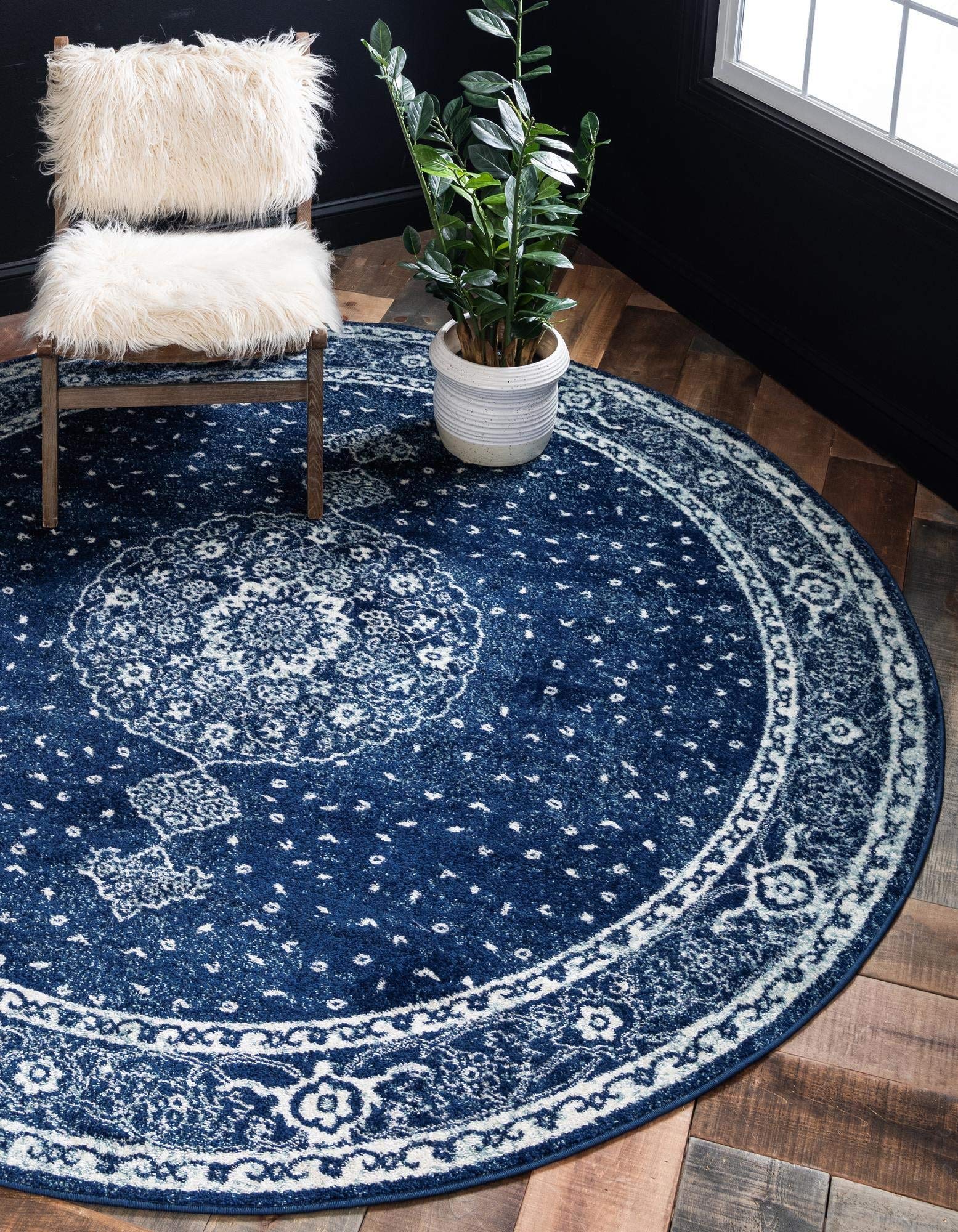 Amazon.com: Rugs.com Dover Collection Rug – 3 Ft Round Navy Blue